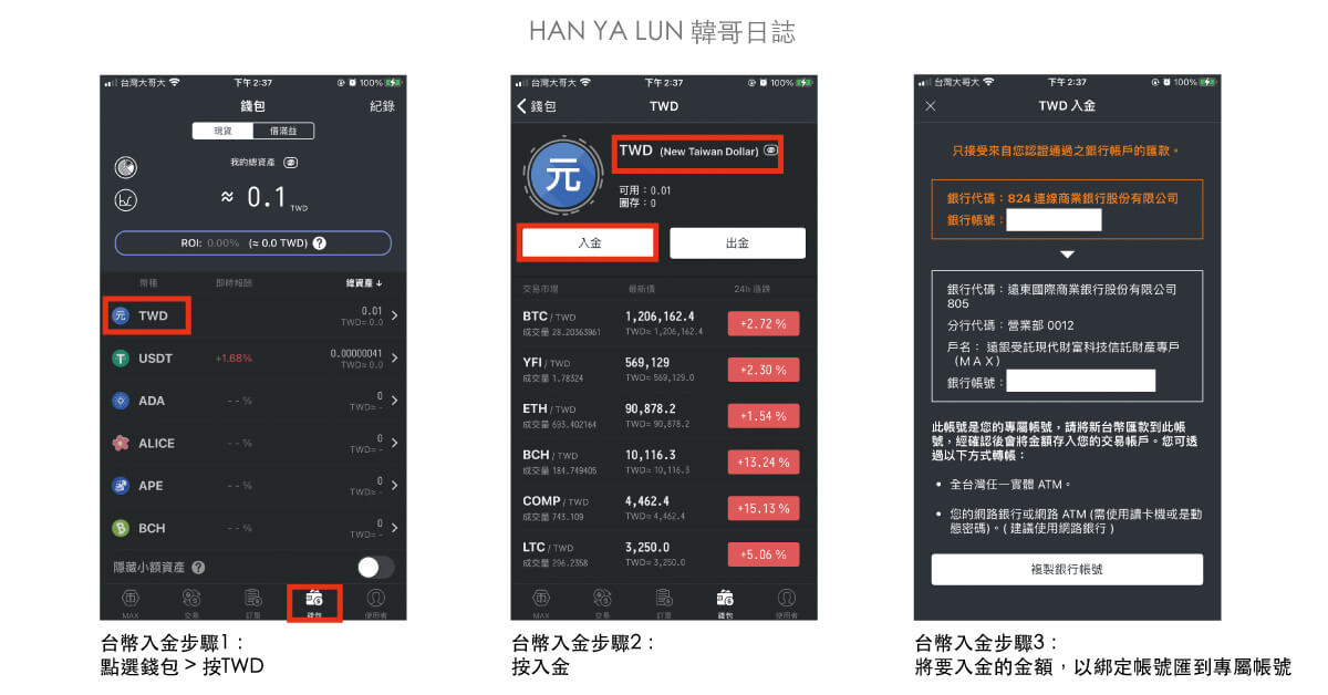 MAX交易所台幣入金步驟